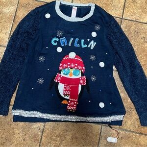 Holiday Time Chillin Penguin Wearing Light Up Sunglasses Christmas Sweater 2XL